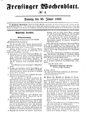 Freisinger Wochenblatt Sonntag 25. Januar 1857