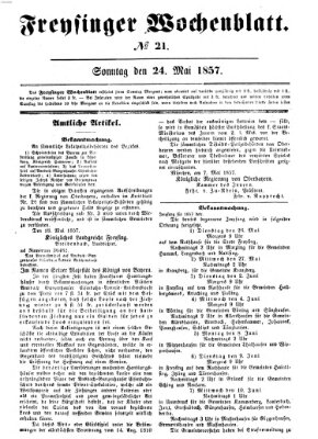 Freisinger Wochenblatt Sonntag 24. Mai 1857
