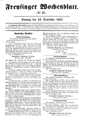 Freisinger Wochenblatt Sonntag 13. September 1857