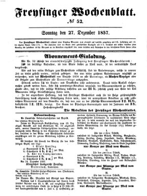 Freisinger Wochenblatt Sonntag 27. Dezember 1857