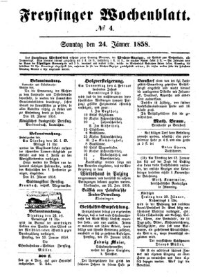 Freisinger Wochenblatt Sonntag 24. Januar 1858