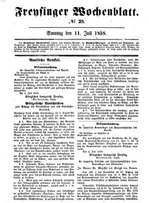 Freisinger Wochenblatt Sonntag 11. Juli 1858