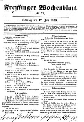 Freisinger Wochenblatt Sonntag 17. Juli 1859