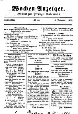 Freisinger Wochenblatt Donnerstag 3. November 1859