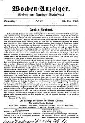 Freisinger Wochenblatt Donnerstag 31. Mai 1860