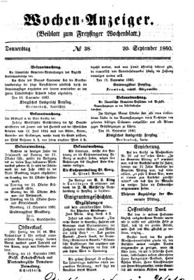 Freisinger Wochenblatt Donnerstag 20. September 1860