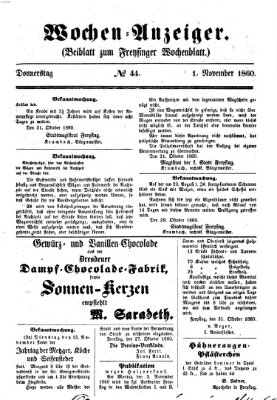Freisinger Wochenblatt Donnerstag 1. November 1860