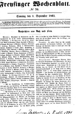 Freisinger Wochenblatt Sonntag 1. September 1861