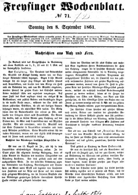 Freisinger Wochenblatt Sonntag 8. September 1861