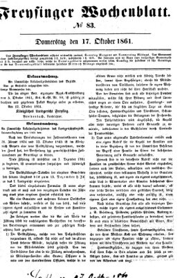 Freisinger Wochenblatt Donnerstag 17. Oktober 1861