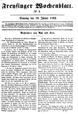 Freisinger Wochenblatt Sonntag 12. Januar 1862