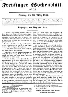 Freisinger Wochenblatt Sonntag 16. März 1862
