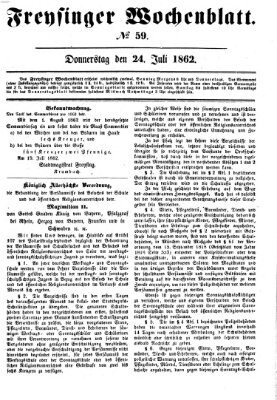 Freisinger Wochenblatt Donnerstag 24. Juli 1862