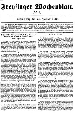 Freisinger Wochenblatt Mittwoch 21. Januar 1863