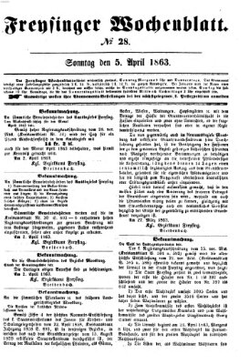 Freisinger Wochenblatt Sonntag 5. April 1863