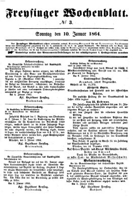 Freisinger Wochenblatt Sonntag 10. Januar 1864