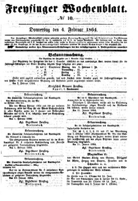 Freisinger Wochenblatt Donnerstag 4. Februar 1864