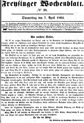 Freisinger Wochenblatt Donnerstag 7. April 1864