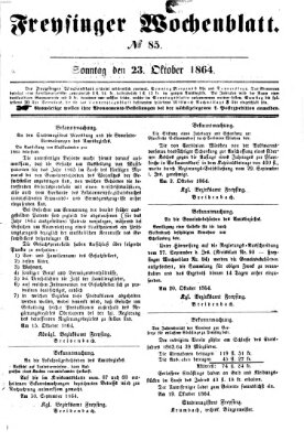 Freisinger Wochenblatt Sonntag 23. Oktober 1864