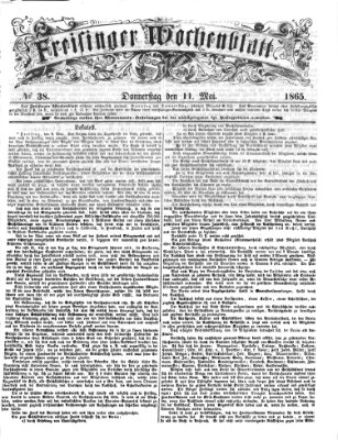 Freisinger Wochenblatt Donnerstag 11. Mai 1865