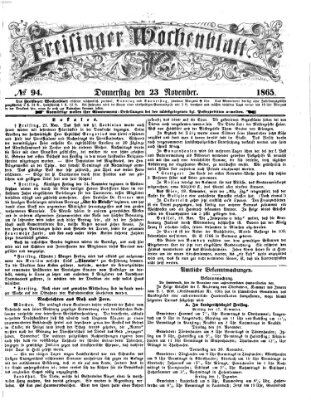 Freisinger Wochenblatt Donnerstag 23. November 1865