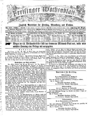 Freisinger Wochenblatt Freitag 21. Dezember 1866