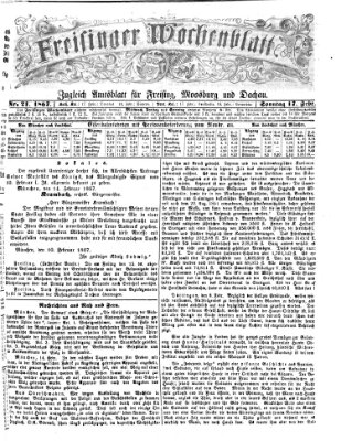 Freisinger Wochenblatt Sonntag 17. Februar 1867