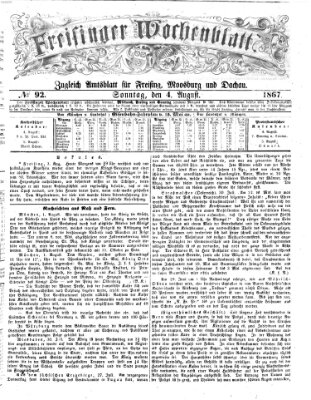 Freisinger Wochenblatt Sonntag 4. August 1867