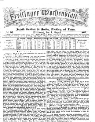 Freisinger Wochenblatt Mittwoch 7. August 1867