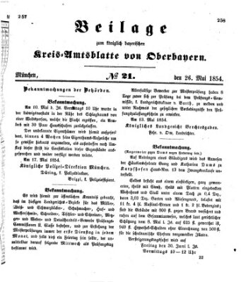 Königlich-bayerisches Kreis-Amtsblatt von Oberbayern (Münchner Intelligenzblatt) Freitag 26. Mai 1854