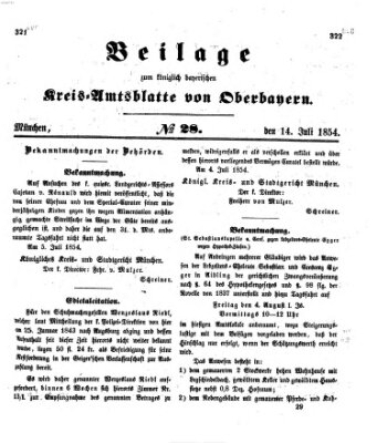 Königlich-bayerisches Kreis-Amtsblatt von Oberbayern (Münchner Intelligenzblatt) Freitag 14. Juli 1854