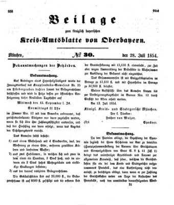 Königlich-bayerisches Kreis-Amtsblatt von Oberbayern (Münchner Intelligenzblatt) Freitag 28. Juli 1854