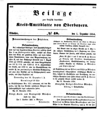 Königlich-bayerisches Kreis-Amtsblatt von Oberbayern (Münchner Intelligenzblatt) Freitag 1. Dezember 1854