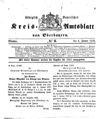 Königlich-bayerisches Kreis-Amtsblatt von Oberbayern (Münchner Intelligenzblatt) Freitag 4. Januar 1856
