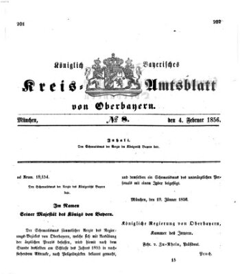 Königlich-bayerisches Kreis-Amtsblatt von Oberbayern (Münchner Intelligenzblatt) Montag 4. Februar 1856