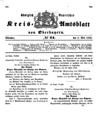 Königlich-bayerisches Kreis-Amtsblatt von Oberbayern (Münchner Intelligenzblatt) Freitag 2. Mai 1856