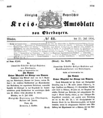 Königlich-bayerisches Kreis-Amtsblatt von Oberbayern (Münchner Intelligenzblatt) Freitag 25. Juli 1856