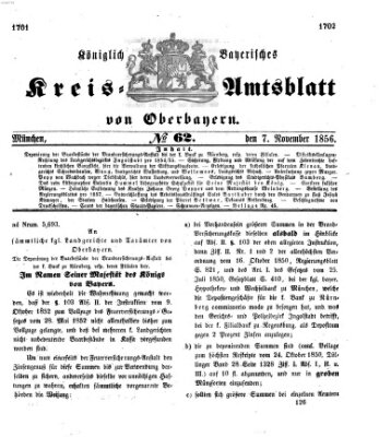 Königlich-bayerisches Kreis-Amtsblatt von Oberbayern (Münchner Intelligenzblatt) Freitag 7. November 1856