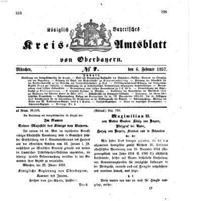 Königlich-bayerisches Kreis-Amtsblatt von Oberbayern (Münchner Intelligenzblatt) Freitag 6. Februar 1857
