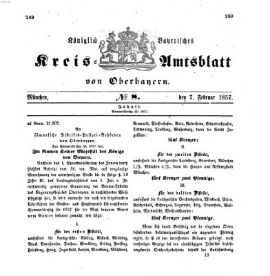 Königlich-bayerisches Kreis-Amtsblatt von Oberbayern (Münchner Intelligenzblatt) Samstag 7. Februar 1857