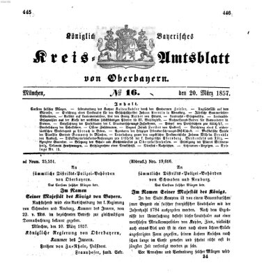 Königlich-bayerisches Kreis-Amtsblatt von Oberbayern (Münchner Intelligenzblatt) Freitag 20. März 1857