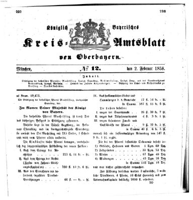 Königlich-bayerisches Kreis-Amtsblatt von Oberbayern (Münchner Intelligenzblatt) Dienstag 2. Februar 1858