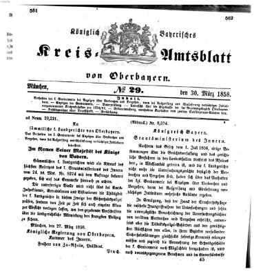 Königlich-bayerisches Kreis-Amtsblatt von Oberbayern (Münchner Intelligenzblatt) Dienstag 30. März 1858