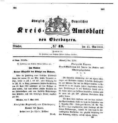 Königlich-bayerisches Kreis-Amtsblatt von Oberbayern (Münchner Intelligenzblatt) Donnerstag 13. Mai 1858