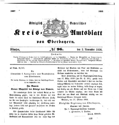 Königlich-bayerisches Kreis-Amtsblatt von Oberbayern (Münchner Intelligenzblatt) Dienstag 2. November 1858