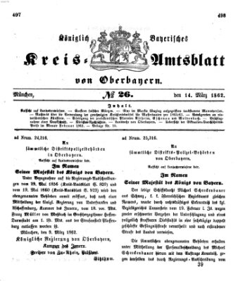 Königlich-bayerisches Kreis-Amtsblatt von Oberbayern (Münchner Intelligenzblatt) Freitag 14. März 1862