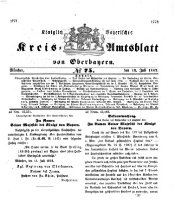Königlich-bayerisches Kreis-Amtsblatt von Oberbayern (Münchner Intelligenzblatt) Freitag 18. Juli 1862