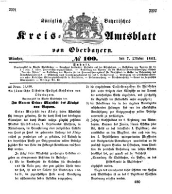 Königlich-bayerisches Kreis-Amtsblatt von Oberbayern (Münchner Intelligenzblatt) Dienstag 7. Oktober 1862