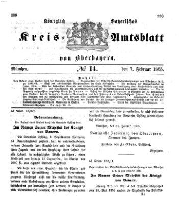 Königlich-bayerisches Kreis-Amtsblatt von Oberbayern (Münchner Intelligenzblatt) Dienstag 7. Februar 1865