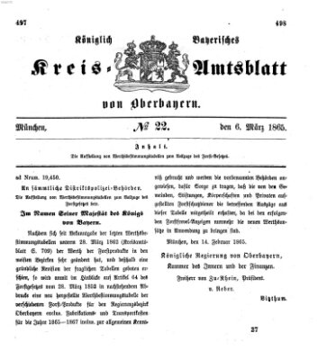 Königlich-bayerisches Kreis-Amtsblatt von Oberbayern (Münchner Intelligenzblatt) Montag 6. März 1865